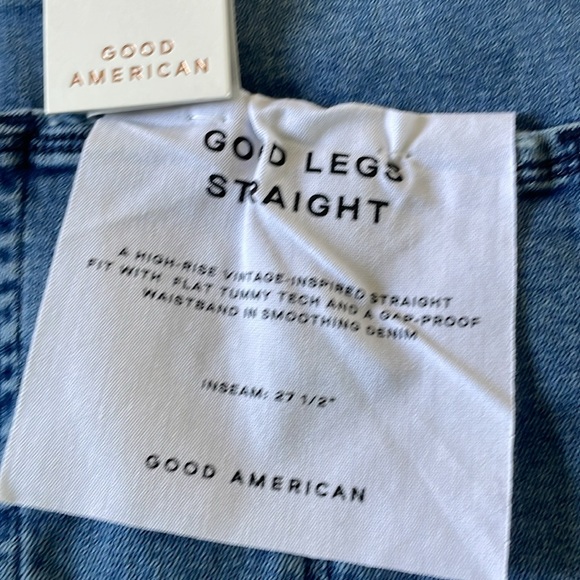 Good American high-rise vintage inspired straight jean. 10/30 medium blue NWT - Picture 3 of 7